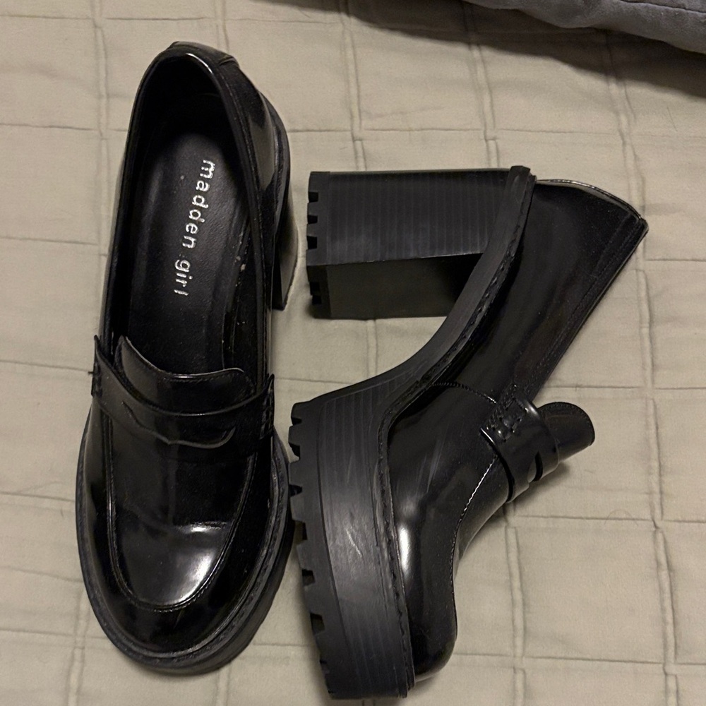 Madden Girl Glossy Black Platform Heels